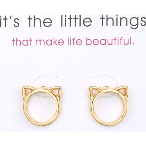 Fashion Earrings Jewelry Gold Cat Ear Stud Earrings For Women Girl Wedding Bride Party Jewelry Best Gifts