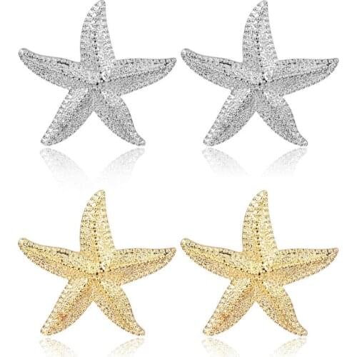 Boho Big Starfish Earrings Ocean Sea Star Bib Studs For Women Statement Jewelry