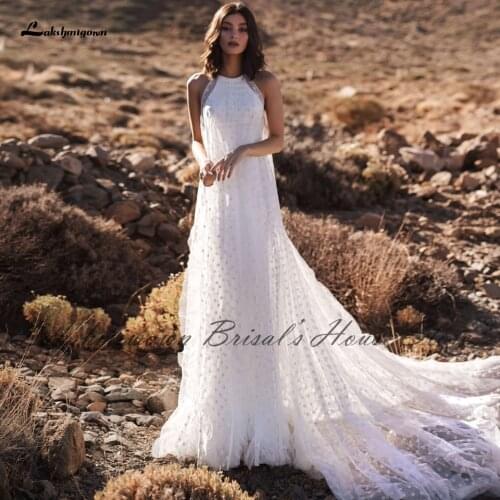 Lakshmigown Sinple Bohemian Wedding Dress 2022 Halter Robe Mariage Novia Civil Bridal A Line Wedding Dresses Sleeveless