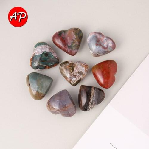 1PC Natural Crystal Ocean Jasper Heart-Shaped Love Arts Healing crystal Gemstone Crafts Ornaments
