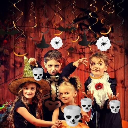 10Pcs Mini White Skeleton Halloween Candy Kettle Halloween Candy Bucket Skull Head Bucket Party Decoration Halloween