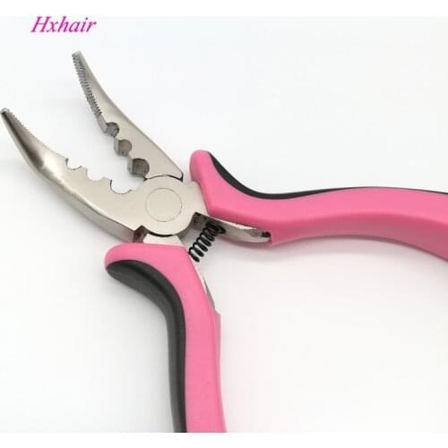 16- 1pcs Pink hair pliers Curved Head with Teeth and 3 Holes /Hair Extension Pliers /Hair Extension Tools