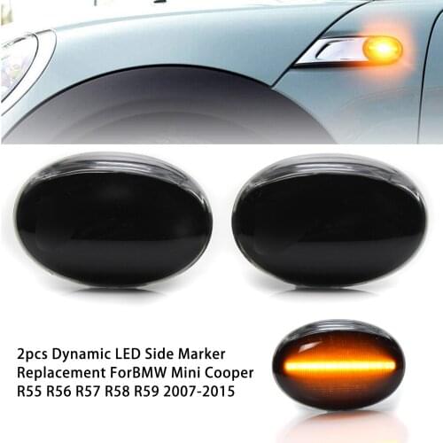 2pcs Dynamic LED Side Marker Turn Signal Light Fender Lights For BMW Mini Cooper R55 R56 R57 R58 R59 2007-2015
