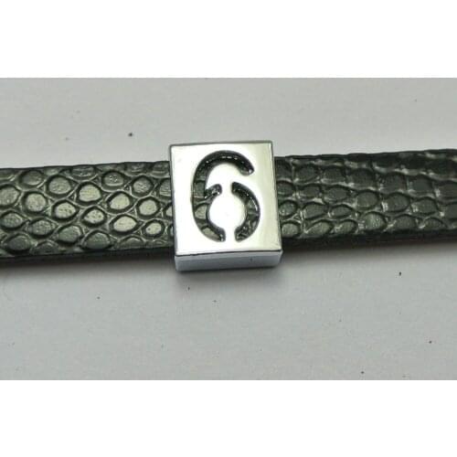 20 Alloy Carved Number "6" Slide Charm Fit 8mm Wristbands Belt Pet Collar