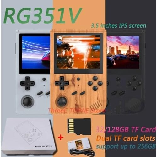 2021 New RG351V 128G 3.5 inch Screen Game Console Retro Mini Portable Pocket Open Source System Handheld Games Console