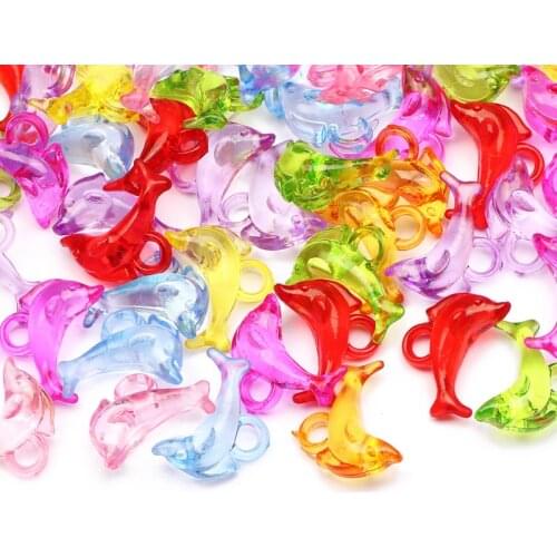 30pcs Mixed Colorful 18x13mm Cute Dolphin Acrylic Pendant For DIY Jewelry Design Charm Necklace Bracelet Beaded Accessories