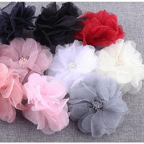 4Pcs 3D DIY Flower Patch Flower Applique Fabric Patches For Dress Hair Clothes Fabric Flowers For Dresses Diy Craft