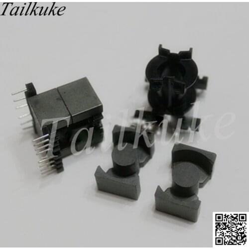 5sets/lot PQ2020 Ferrite Core Vertical Bakelite 6+8 Skeleton Set Inductor Coil Transformer Core Skeleton