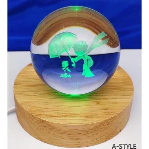 6CM/8CM laser engraving 3D model ball K9 crystal glass ball jewelry home office front desk shop furnishings with LED lights