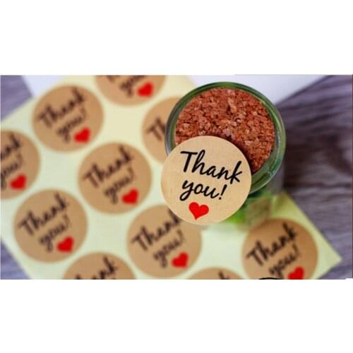 600pcs Kraft thank you Seal Label Sticker,gift Stickers "with Red heart printing" Free Shipping