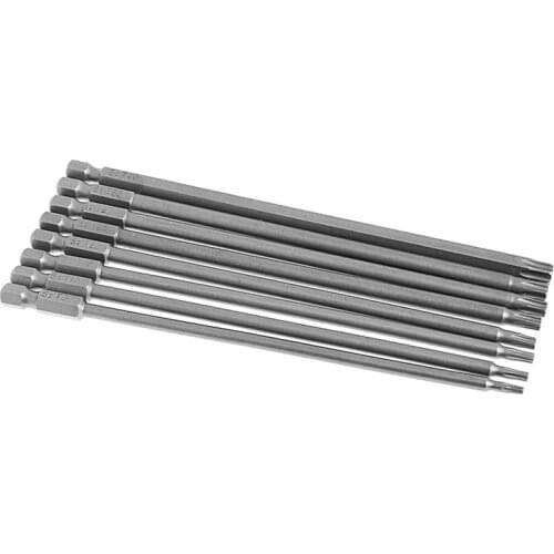 8Pcs/Set 150mm Long S2 Steel Magnetic Torx Security 6.35mm Shank Electric Screwdriver Drill Bits