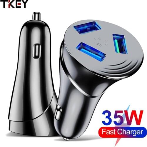 Car Phone Charger 35W Fast Charging 3USB QC3.0 for iPhone 12 11 iPad Pro Airpods Huawei Samsung Sony For Driving Recorder GPS