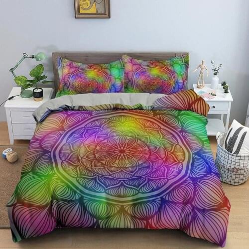 Bohemian 3d Printing Bedding Sets Mandala Quilt Cover With PillowcaseDuvet Cover Queen King Bed Linens Comfortable Bouble