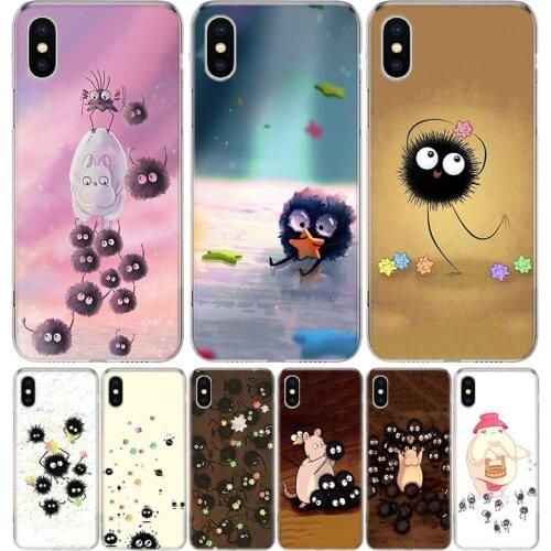 Spirited away soot Cover Phone Case For Iphone 11 12 Mini Pro 7 6 X 8 6S Plus XS MAX + XR 5S SE 10 9 Art TPU Coque Capa Shell