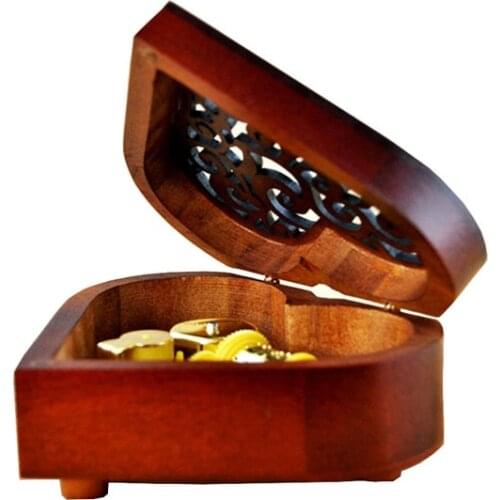 Wood Carved Heart Shape Music Box Gift for Birthday/Valentines day, Music Box Melody Castle in the Sky
