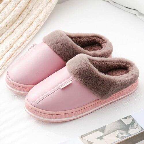 House Warm Womens Slippers Ladies Fur Plush Home Indoor Men Shoes Thick bottom Waterproof Soft Comfort Female Floor Footwear