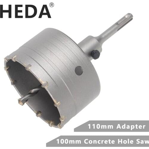 HEDA 100mm Concrete Tungsten Carbide Alloy Core Hole Saw SDS PLUS Electric Hollow Drill Bit Air Conditioning Pipe Cement Stone