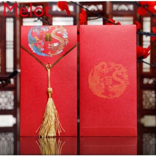 Chinese Style Big Red Dragon and Phoenix Red Envelope Personalized Creative Wedding New Year Common Use Red Packet High-End