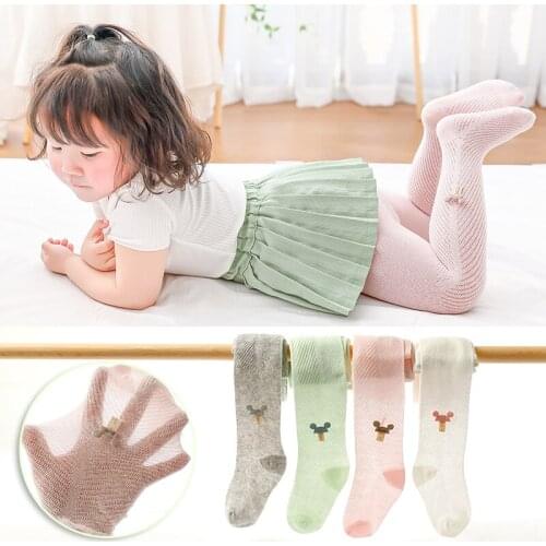 Girls' pantyhose summer childrens pantyhose Mickey mesh leggings spring and autumn baby thin section breathable outer socks