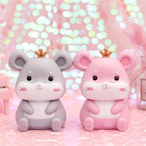 Lovely Cartoon Mouse Shaped Piggy Bank Gold Rat Coin Money Storage Boxes Anti-fall Childrens Saving Box Home Decoration Crafts
