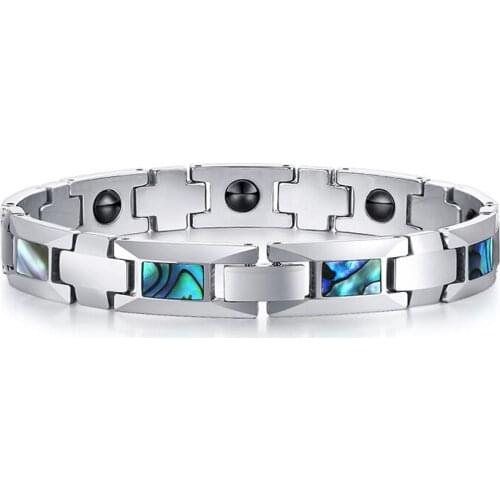 Colorful Shell Inlaid Magnetic Pure Tungsten carbide bracelets for men and women