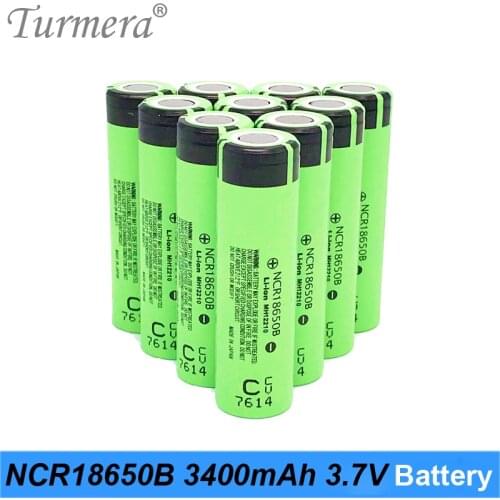 Turmera 100% New Original NCR18650B 3.7 v 3400mah 18650 Lithium Rechargeable Battery For Screwdriver and Flashlight batteries