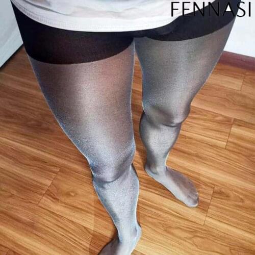 Fennasi Men’STights Black Super Soft Silver Silk Sexy Stockings Ultra-thin Summer Tight-Fitting And Long Mens Pantyhose