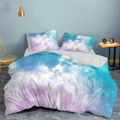 Soft Double Bed Cover Bedding Set white pink black sky Duvet Cover Queen king pillowcase Bedclothes Comforter Quilt Cover
