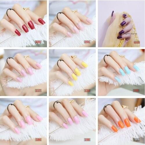 The New Fashion models solid color candy false nails square head 24pcs 4 Color optional