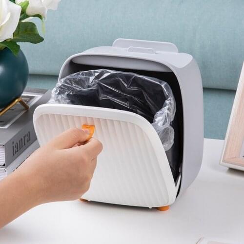 Mini Desktop Multifunctional Trash Can Home Car Storage Bucket Accessories With Lid Garbage Bin Living Room Office Wastebasket