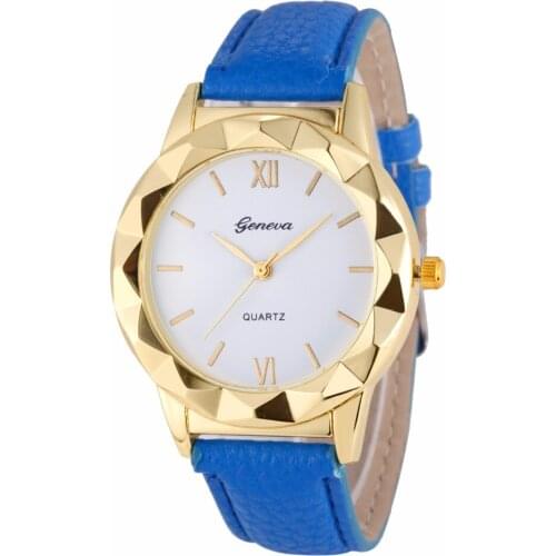 100pcs/lot 5687 new geneva brand color dial leather watch wrap quartz casual unisex wristwatch wholesale clock hot seller