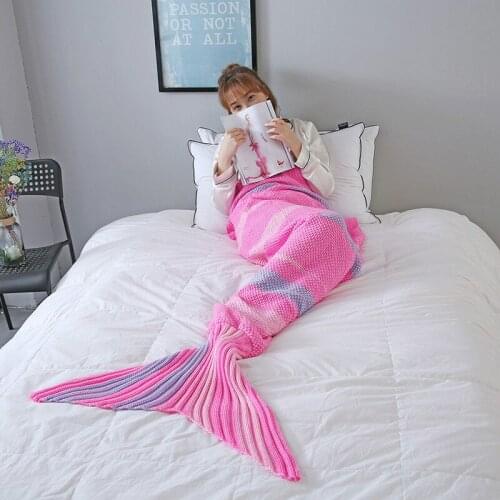 Cilected New Geometric Mermaid Blanket Adult Children Comfortable Warm Line Blanket 90X190Cm Sofa Nap Casual Knitted Blanket