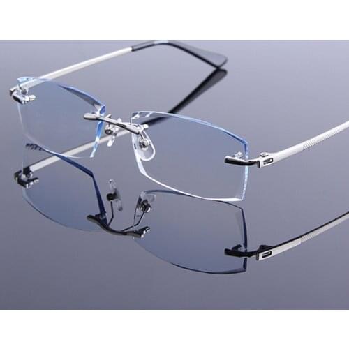 Fashion Rimless Reading Glasses Male High Quality Clear Lenses Silver Presbyopia Glasses for Men Prescription Eyeglasses gafas