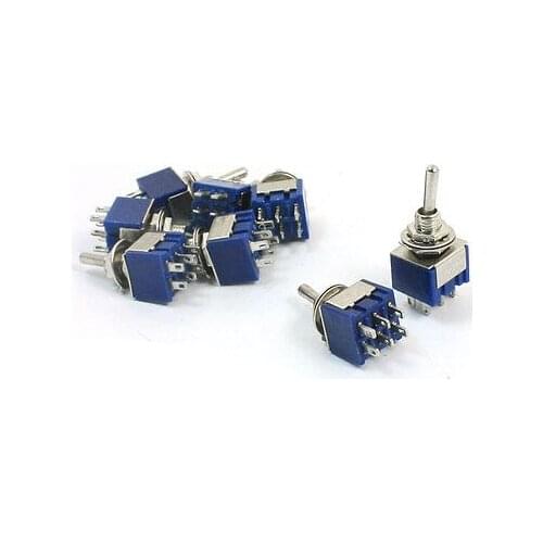 DPDT ON/OFF/ON Switching 3 Position 6 Pin Toggle Switch AC 125V 6A Blue 8pcs