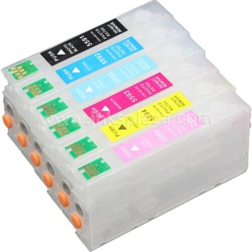 CISSPLAZA 5sets T05591 - T05596 with ARC chip compatible for epson rx 700 RX700 printer refillable ink Cartridges