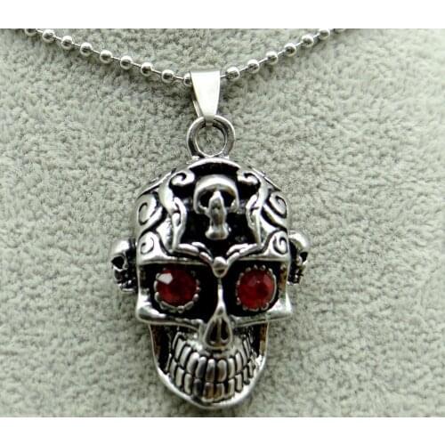 Fashion natural Antiek Zilver Zinklegering skull Charm Pendant for diy making necklace Accessories