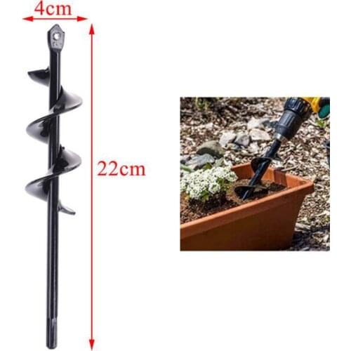 4*22CM Planter Garden Auger Spiral Drill Ground Bit Flower Planter Bulb Shaft Yard Gardening Planting Hole Digger Tool