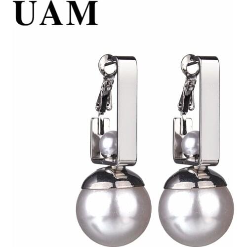 UAM Fashion Jewelry Simulated Pearl Dangle Earrings For Women Gifts Classical Geometric Shape Big Drop Earring boucle d'oreille