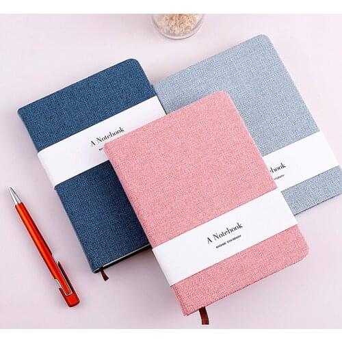 Notebook Linen hard cover Blank/grid page 132 pages Diary sketchbook School supplies