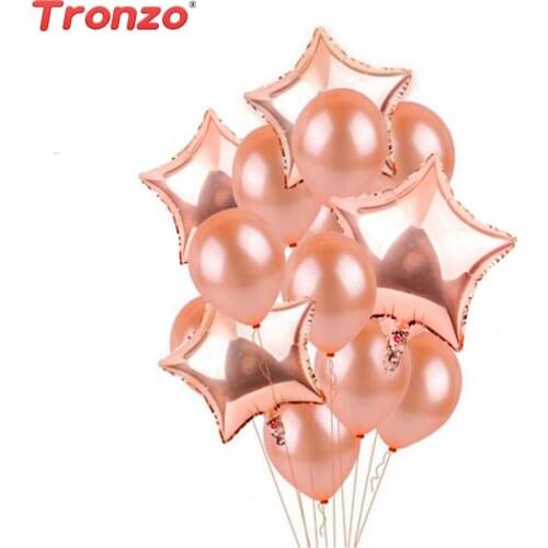 Tronzo Rose Gold Wedding Balloon 10/20pcs Birthday Party Decorations Adult Rose Gold Star Heart Air Balloons Wedding Decorations