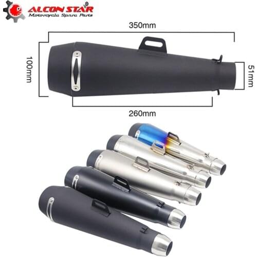 Alconstar Universal 51mm Inlet Motorcycle M4 Modified Exhaust Muffler Pipe Escape For Scooter ATV Motorbike GP Exhaust Pipe Nets