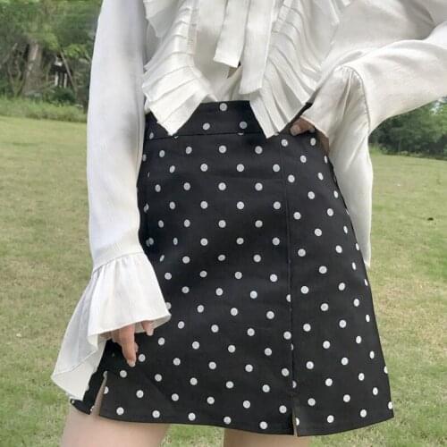 Skirts Women Mini High Waist Dots Retro Skirt Womens Ladies Elegant Above Knee Harajuku Streetwear Korean Style Simple All-match