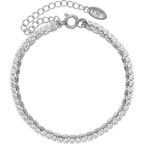 New Multilayer Silver Color Zircon Chain Bracelets For Women Stainless Steel Beaded Bracelets Femme Party Jewelry Gift