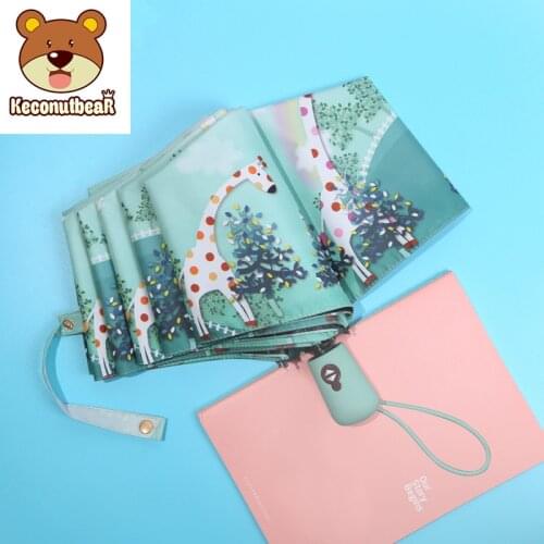 Keconutbe Automatic Kids Umbrella Windproof Waterproof Three folding Aluminum Umbrellas Rain Female Parasol Children umbrella