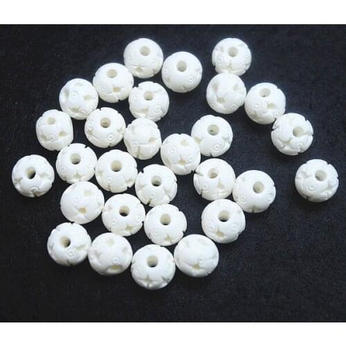 10PCS white natural bone beads hollow shape size 8mm 10mm for charms bracelets making loose diy beads matching beads
