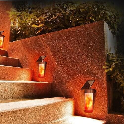 102 Led Solar Lamp LED Solar Powered Flickering Fire Flame Wall Light For Garden Decor Waterproof Outdoor Landscap Lighting