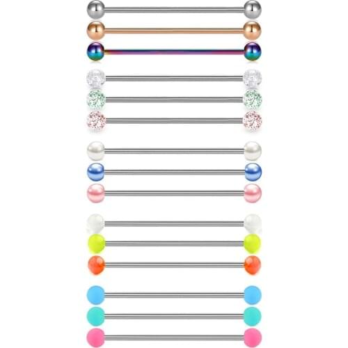 14G 15pcs Surgical Steel Industrial Barbell Ear Piercing 35mm 1 3/8 Inch Industrial Piercing Bar for Women Men