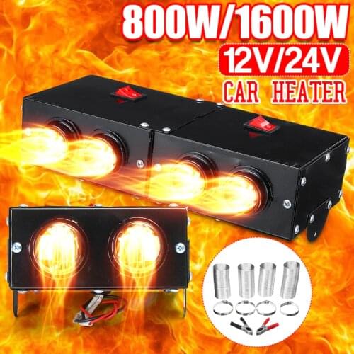 2pcs 12V/24V Heater Fan Car Heater Defroster 4 Hole Winter Auto Truck Heating Fan Windscreen Defroster Interior Warmer Dryer