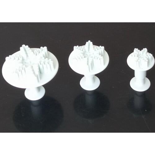 3Pcs Snow Flake Snowflake cake Cutter Mold Fondant Cake Tools Plunger Decorating Craft Fondant Cake Decorating Tools
