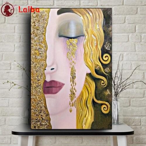 Diamond Mosaic Famous art Gustav Klimt Golden Tears And Kiss Diamond Painting Cross Stitch Embroidery Needlework Wall Art